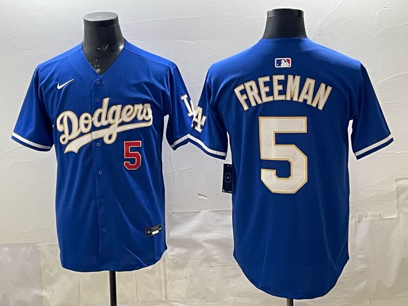 2026 Men Nike Los Angeles Dodgers #5 Freeman Blue gold Game MLB Jersey 001->los angeles dodgers->MLB Jersey